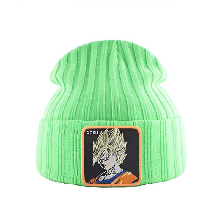 Un bonnet vert avec un écusson brodé de Son Goku, un personnage de la série animée Dragon Ball Z.,BO-7216055322,BO-6600350660,BO-0993247598,BO-6419013674,BO-1291426442,BO-9892538382,BO-4812283094,BO-444989491X,BO-3408557411,BO-3311035674,BO-0118465007