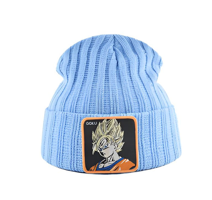 Un bonnet bleu avec un écusson brodé de Son Goku, un personnage de la série animée Dragon Ball Z.,BO-7216055322,BO-6600350660,BO-0993247598,BO-6419013674,BO-1291426442,BO-9892538382,BO-4812283094,BO-444989491X,BO-3408557411,BO-3311035674,BO-0118465007