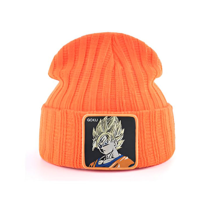 Un bonnet orange avec un écusson brodé à l'effigie de Son Goku, un personnage de la série animée Dragon Ball Z.,BO-7216055322,BO-6600350660,BO-0993247598,BO-6419013674,BO-1291426442,BO-9892538382,BO-4812283094,BO-444989491X,BO-3408557411,BO-3311035674,BO-0118465007