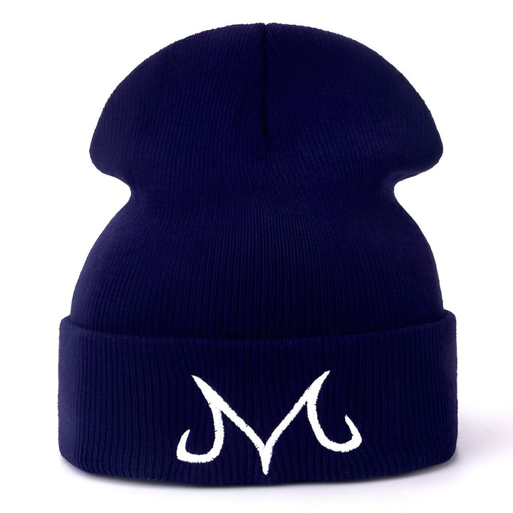 Un bonnet bleu avec le symbole de Majin Vegeta de Dragon Ball Z brodé en blanc.,BO-6171582220