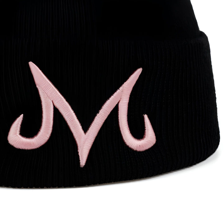 L'image représente un bonnet noir avec un logo rose brodé dessus. Le logo est celui de Majin Buu, un personnage de la série animée Dragon Ball Z.,BO-3026030961