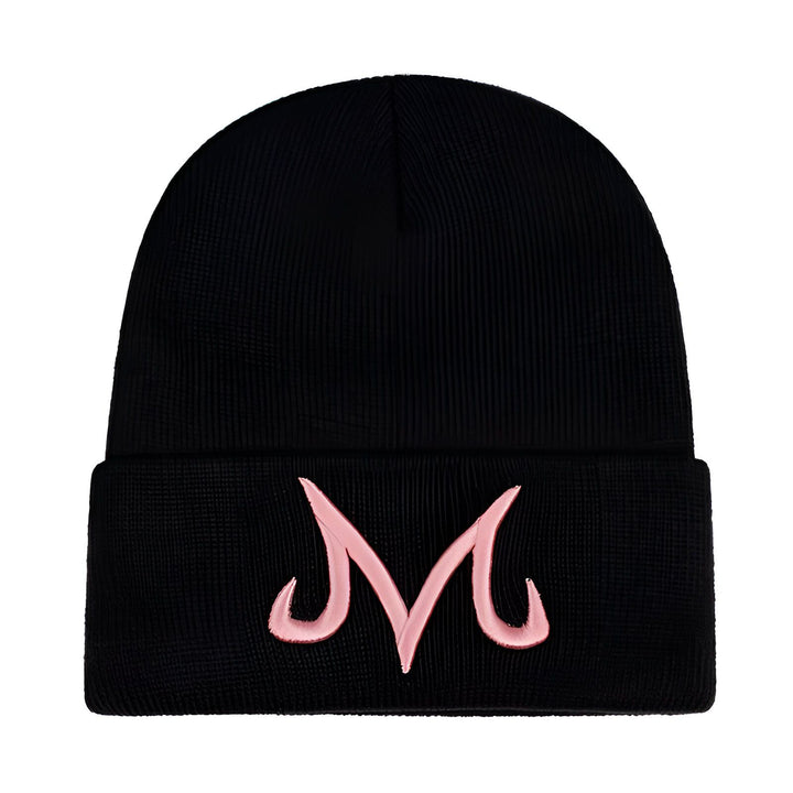 Un bonnet noir avec le logo de Majin Vegeta de Dragon Ball Z brodé en rose.,BO-3026030961