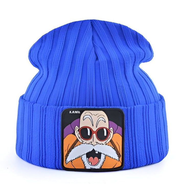 Un bonnet bleu avec un écusson brodé représentant le personnage de Maître Kame de la série Dragon Ball Z.,BO-8106667618,BO-1668712598,BO-3775950338,BO-473352143X,BO-2420864549,BO-125457882X,BO-618632334X,BO-2936972795,BO-7938924296,BO-7517927345,BO-0907367313