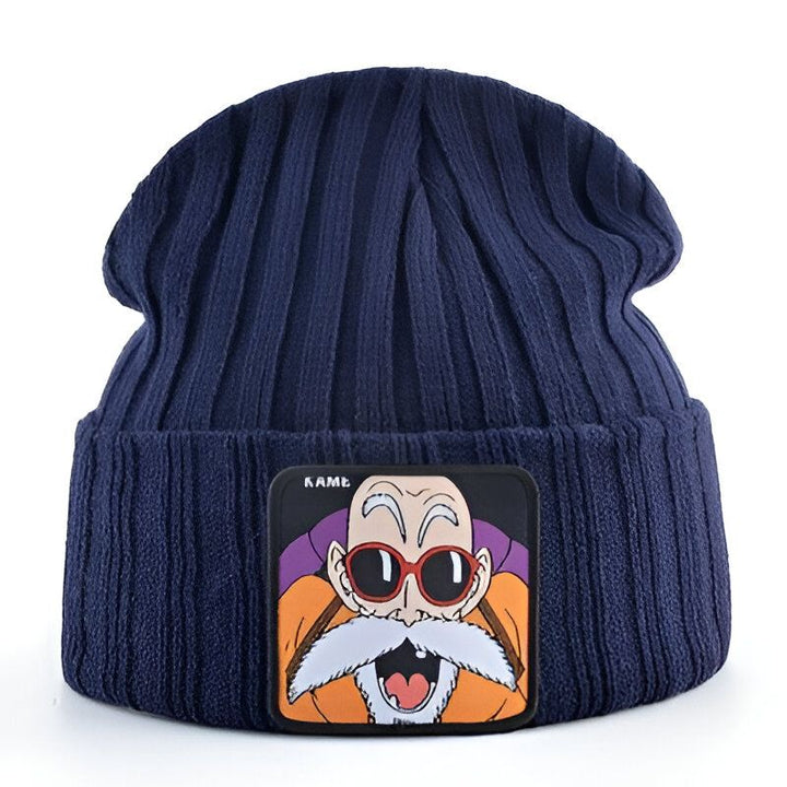 Un bonnet bleu avec un écusson brodé représentant le personnage de Kame Senin de la série Dragon Ball Z.,BO-8106667618,BO-1668712598,BO-3775950338,BO-473352143X,BO-2420864549,BO-125457882X,BO-618632334X,BO-2936972795,BO-7938924296,BO-7517927345,BO-0907367313