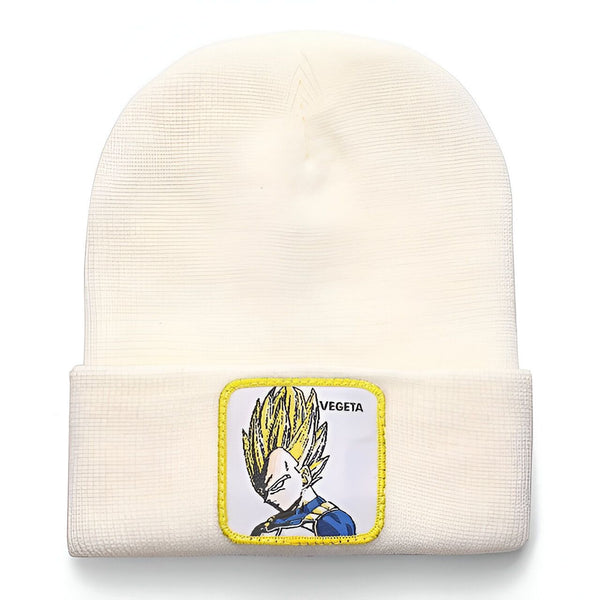 Un bonnet blanc avec un écusson brodé à l'effigie de Vegeta, un personnage de la série animée Dragon Ball Z.,BO-6441859491,BO-8376499289,BO-4958719245,BO-0410996963