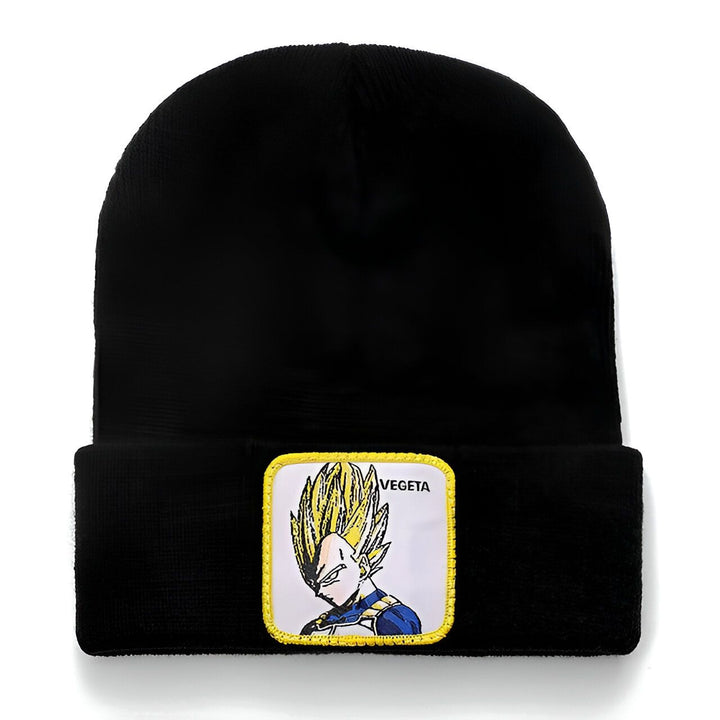 Un bonnet noir avec un écusson brodé de Vegeta, un personnage de la série animée Dragon Ball Z.,BO-6441859491,BO-8376499289,BO-4958719245,BO-0410996963