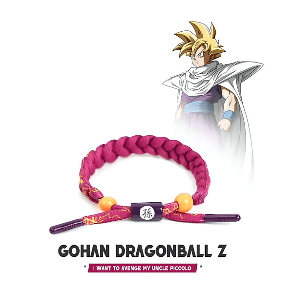 Le bracelet Gohan Dragon Ball Z est de couleur rose et possède un fermoir jaune avec le logo Dragon Ball Z. Il est inspiré du personnage de Gohan, le fils de Goku, qui est un Saiyan. Le bracelet est fabriqué en nylon tressé et est réglable.,BR-9911637654