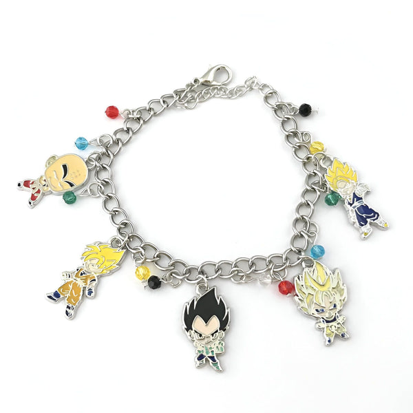 Le bracelet est en métal argenté et comporte des breloques en émail colorées représentant les personnages de la série télévisée Dragon Ball Z.,BR-1041779402