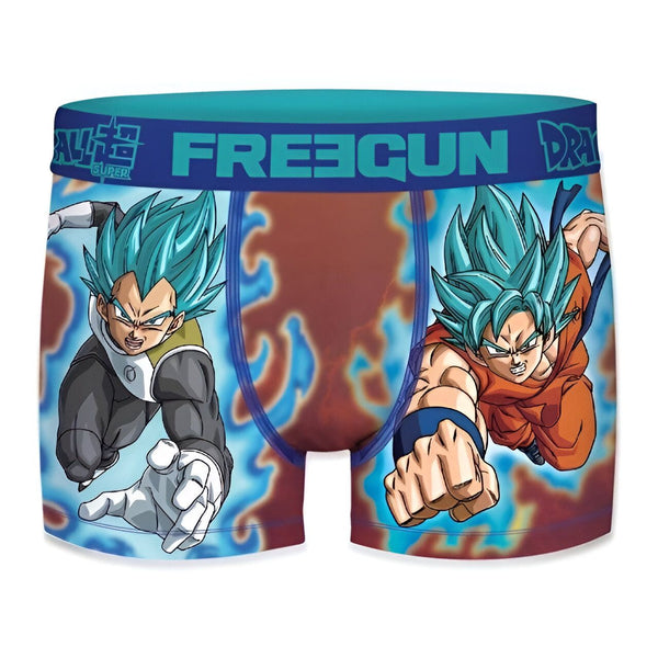 Le visuel représente un boxer bleu avec des motifs du manga Dragon Ball Z. On peut y voir Son Goku et Vegeta, deux personnages principaux de la série, en train de se battre.,CA-7352424032,CA-4762520292,CA-5795965790,CA-976048370X,CA-613824205X