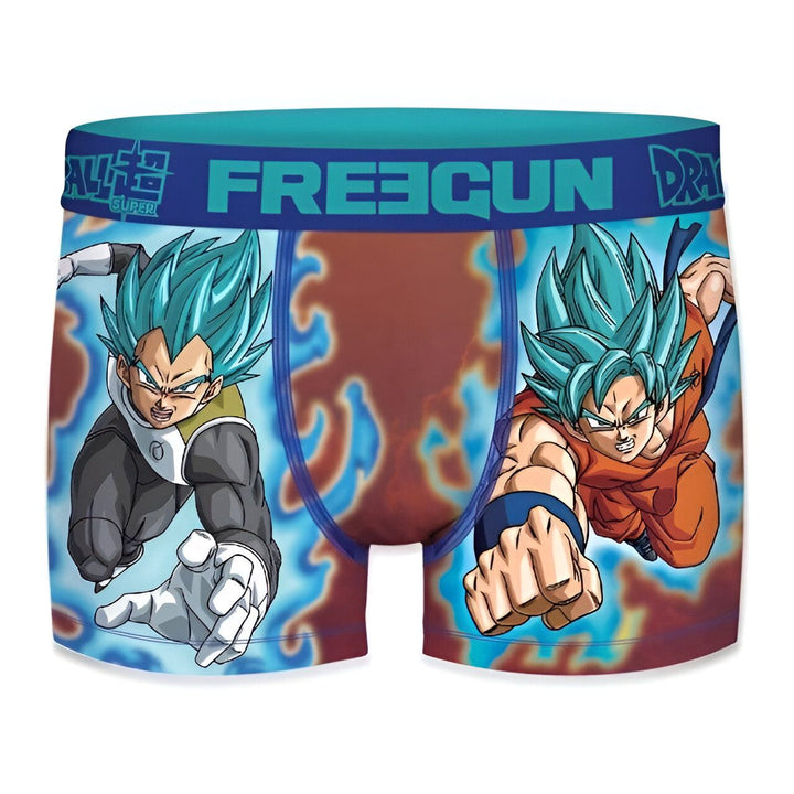Le visuel représente un boxer bleu avec des motifs du manga Dragon Ball Z. On peut y voir Son Goku et Vegeta, deux personnages principaux de la série, en train de se battre.,CA-7352424032,CA-4762520292,CA-5795965790,CA-976048370X,CA-613824205X
