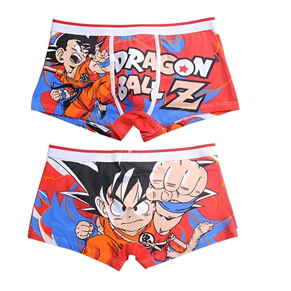 Ce caleçon rouge présente un motif représentant Son Goku, le personnage principal de la série animée Dragon Ball Z.,CA-6627895129,CA-5341554914,CA-2928744312