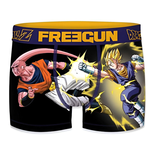Le visuel représente un boxer noir avec un motif Dragon Ball Z. On peut voir Goku et Vegeta en train de se battre.,CA-2526980097,CA-7006218128,CA-3071340575,CA-1761069853,CA-8969686525