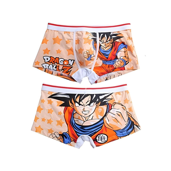 Le boxer Dragon Ball Z est de couleur orange avec des étoiles blanches. Il représente le personnage principal de la série, Goku, en train de se battre.,CA-6035032745,CA-4899868316,CA-2696009821