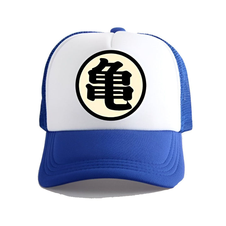 Une casquette de baseball bleue et blanche avec le logo de Tortue Géniale de Dragon Ball Z.,CA-3784042384,CA-3272820140,CA-0567089959,CA-1903217040
