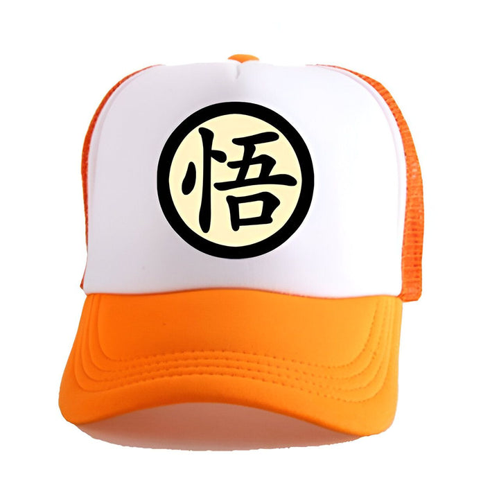 Une casquette de baseball orange et blanche avec le logo de Goku, le personnage principal de la série animée Dragon Ball Z.,CA-0248316362,CA-9964814828,CA-0602052173,CA-3910209459