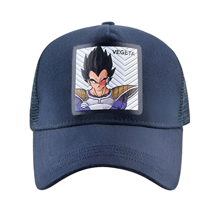 Une casquette de baseball bleue avec un patch brodé de Vegeta, un personnage de la série animée Dragon Ball Z.,CA-8866258768,CA-2369061987,CA-3212077042,CA-402224836X,CA-9015371563,CA-9168980523