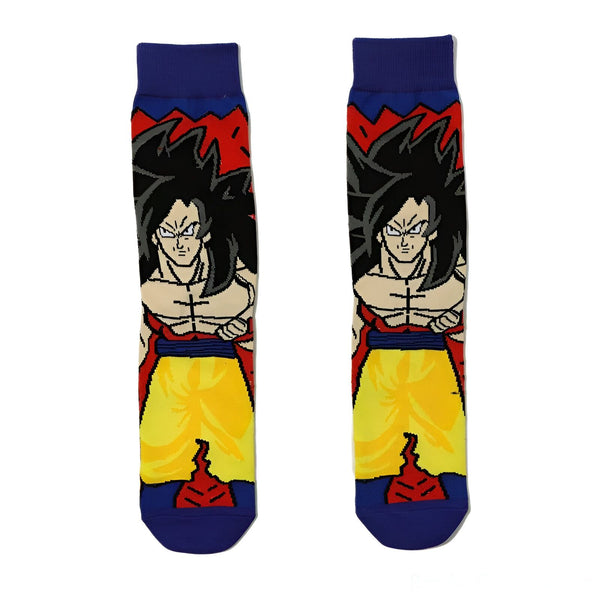 Une paire de chaussettes bleue avec un personnage de dessin animé japonais, Son Goku.,CH-1856831361