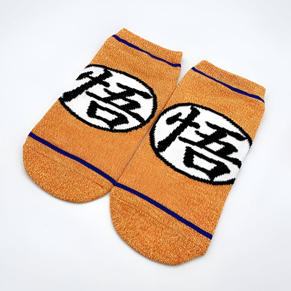 paire de chaussettes orange avec le symbole de Goku en noir et blanc,CH-7561763999