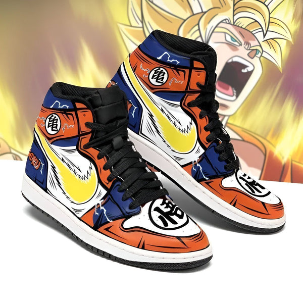 Une paire de chaussures de sport orange et bleu avec un personnage de dessin animé japonais, Son Goku.,CH-5969896713,CH-8991239668,CH-2387676254,CH-6896510102,CH-3638407500,CH-3985711399,CH-7569786165,CH-845766221X,CH-889056461X,CH-6157563788,CH-3798463581,CH-6744207911,CH-6780151548