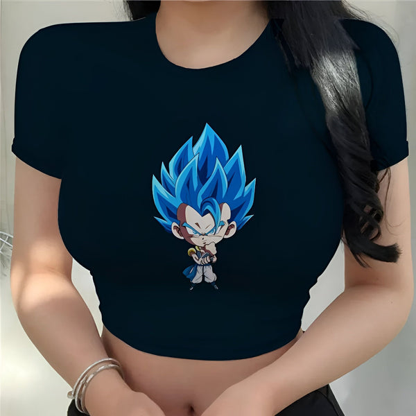 Une image d'un personnage de dessin animé, Son Goku, avec les cheveux bleus et les yeux bleus. Il porte une combinaison bleue et orange.,CR-468231243X,CR-4944333277,CR-2059897068,CR-0876324960,CR-4508650821,CR-4716078787,CR-1607126745