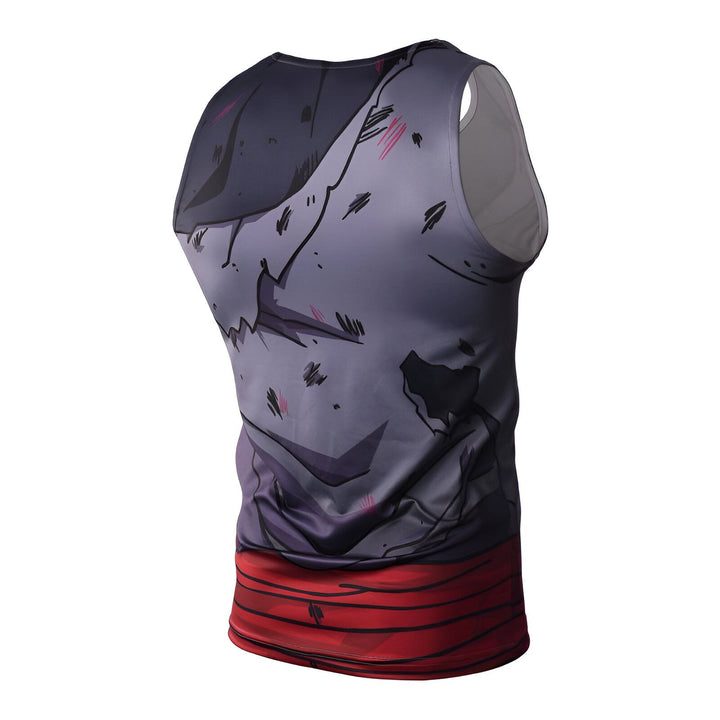 Le dos d'un débardeur gris et rouge déchiré.,DS-4047599255,DS-2512076253,DS-4881455028,DS-0946741298,DS-2293702103,DS-0741294826