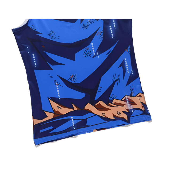 Le haut bleu représente le personnage de Son Goku dans Dragon Ball Z.,DS-4772847006,DS-8940027949,DS-0514493763,DS-8761955310,DS-5533548734
