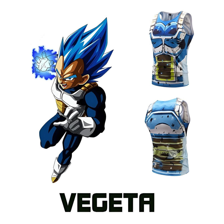 L'image montre un personnage de dessin animé, Vegeta, de la série Dragon Ball Z. Il est vêtu d'une combinaison bleue et jaune et a les cheveux bleus. Il est en train de se battre et est entouré d'énergie bleue.,DS-8291079412,DS-9630057565,DS-1057126330,DS-6052413069,DS-3808020423