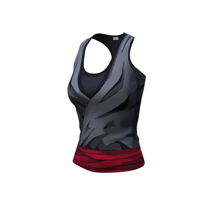 L'image représente un débardeur noir et gris avec une ceinture rouge.,DS-1508457638,DS-0009847219,DS-3312221749,DS-0117839035,DS-6605028465,DS-9648901961,DS-2836002204
