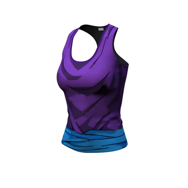 L'image représente un débardeur moulant sans manches de couleur violet avec des bordures et des motifs bleus.,DS-0586176748,DS-5388511758,DS-3844806466,DS-2959982266,DS-3504347031,DS-7458456930,DS-8104701347