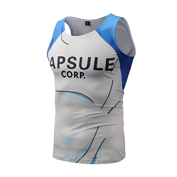 Un débardeur blanc et bleu avec le logo Capsule Corp.,DS-9524993228,DS-9980486287,DS-4995892451,DS-3150793106,DS-472620792X