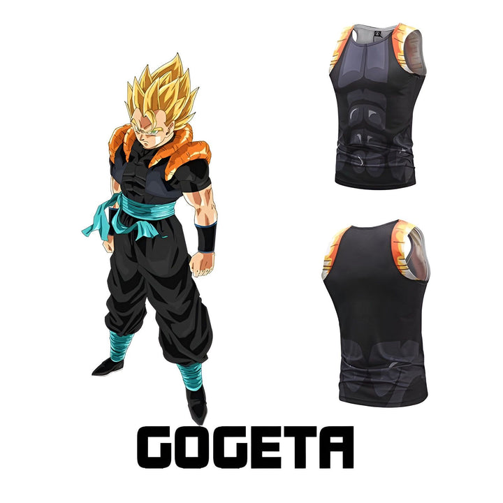 L'image représente un personnage de Dragon Ball Z, Gogeta, qui est une fusion entre Goku et Vegeta. Il est vêtu d'une combinaison noire et orange et a les cheveux jaunes. Il est en position de combat.,DS-9050779107,DS-0112412157,DS-6935751241,DS-0421705612,DS-1358262691