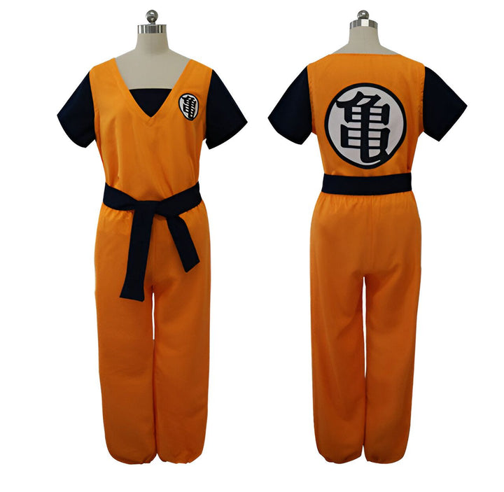 Une image d'un costume de Goku, le protagoniste de la série animée Dragon Ball Z. Le costume est orange et bleu avec une ceinture noire.,DS-8012429535,DS-0707817579,DS-6972897270,DS-4702631713,DS-3316540512