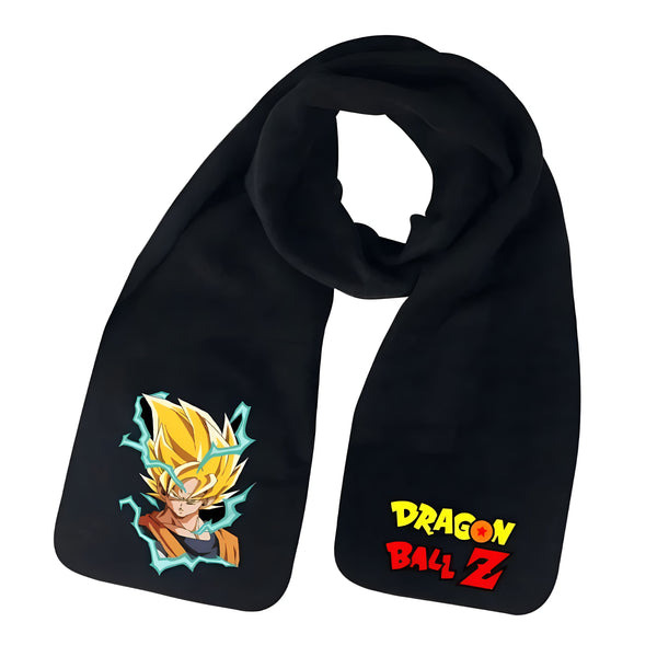 Une écharpe noire avec le logo Dragon Ball Z en rouge et jaune.,É-9578868219