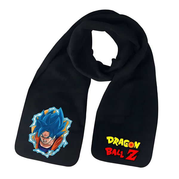 Une écharpe noire avec le logo Dragon Ball Z en rouge et jaune et un personnage de la série, Son Goku.,É-0488659914