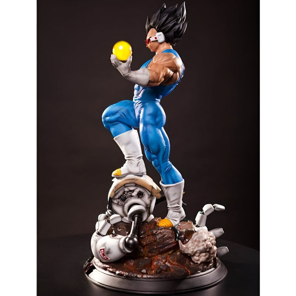 Une statue en résine de Vegeta, un personnage de la série Dragon Ball Z. Vegeta est représenté en train de charger son attaque ultime, le Final Flash. La statue est très détaillée et mesure environ 30 cm de haut.,FI-5445682161