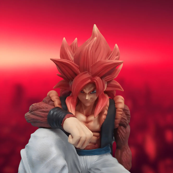 Une figurine de Gogeta, un personnage de Dragon Ball Z, est représentée sur l'image. Il est vêtu d'une combinaison bleue et blanche et a les cheveux rouges. Il est en position de combat.,FI-9913303877