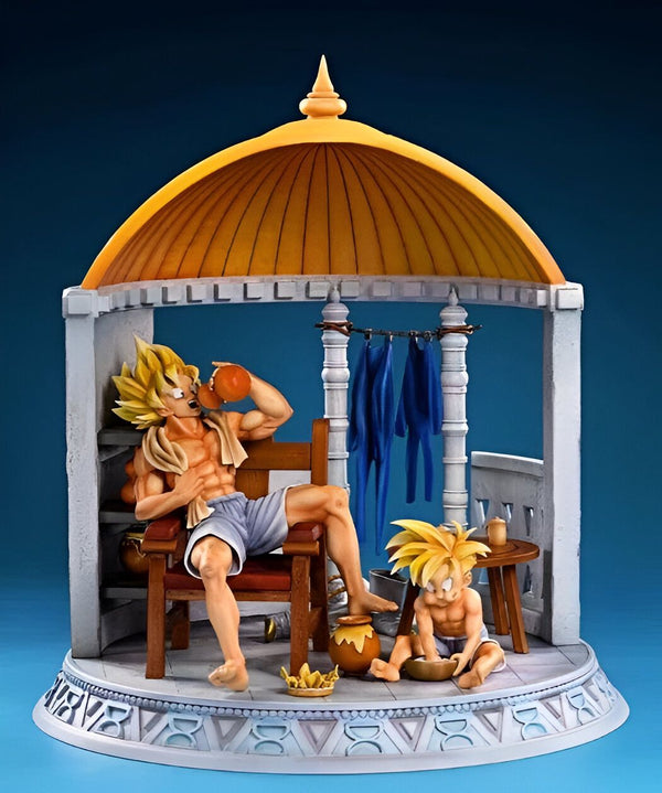 Une statue en résine de Goku et Gohan dans leur maison.,FI-4093072396