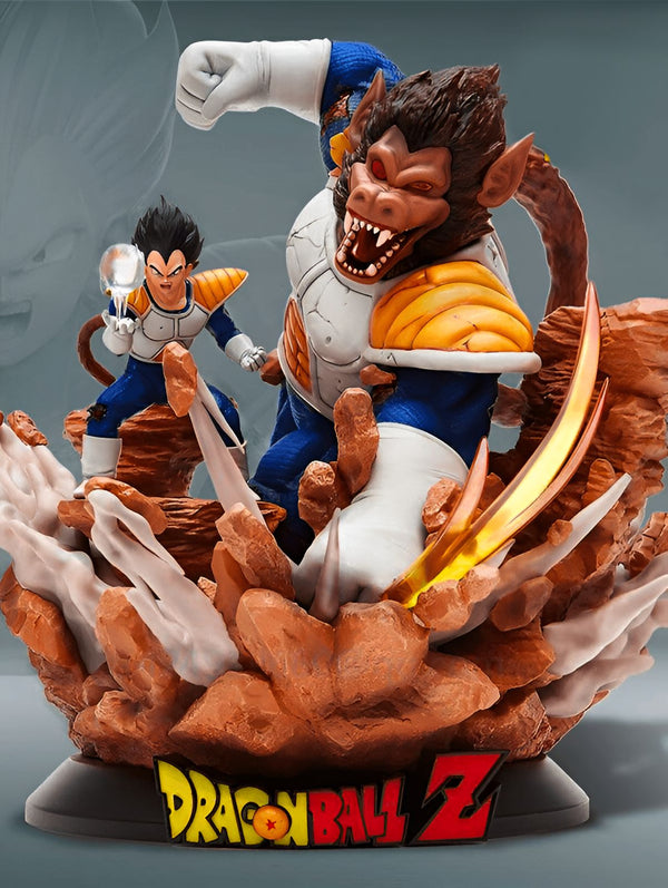 Une figurine de Vegeta, un personnage de Dragon Ball Z, en train de se battre contre un Oozaru, une transformation de Vegeta en gorille géant.,FI-382315088X