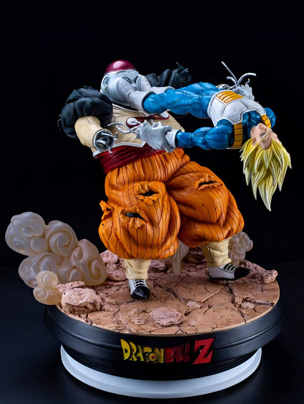 Une figurine de collection de Dragon Ball Z mettant en scène le combat entre Vegeta et le Dr. Gero. Vegeta est un Saiyan, une race extraterrestre connue pour sa force et ses pouvoirs de combat. Le Dr. Gero est un scientifique humain qui a créé les androïdes, des êtres artificiels dotés de pouvoirs surhumains.,FI-3991396629