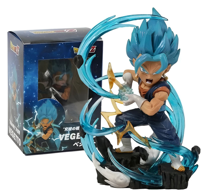Une figurine de Vegitto, un personnage de Dragon Ball Z. Il est représenté en train de charger son attaque ultime, le Final Kamehameha. La figurine est en PVC et mesure environ 15 cm de haut. Elle est vendue dans une boîte avec un socle.,FI-9015371296
