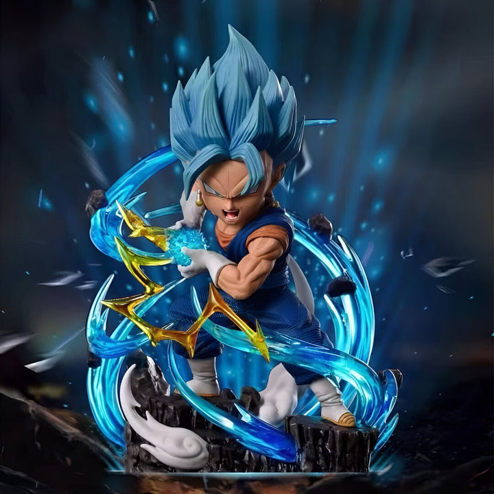 Une figurine de Vegitto, un personnage de Dragon Ball Z, en Super Saiyan Blue. Il est en train de charger son attaque ultime, le Final Kamehameha.,FI-9015371296