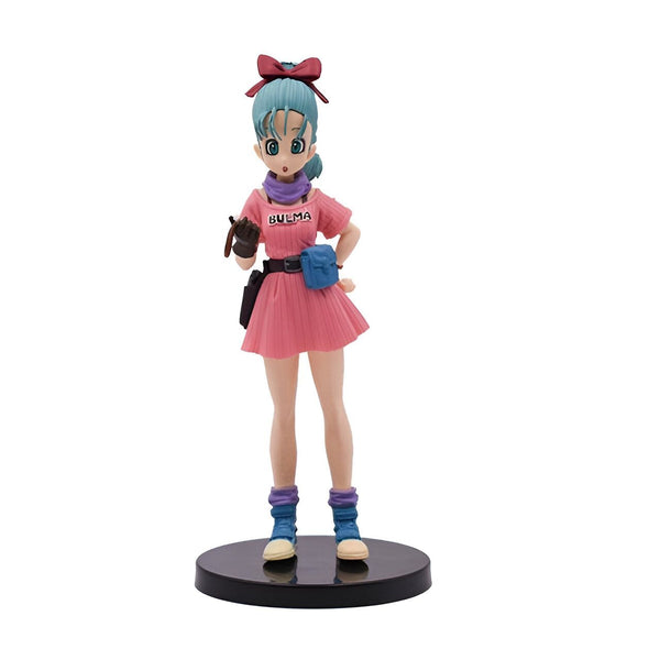 Bulma est une figurine de collection issue de la série Dragon Ball Z. Elle est représentée dans sa tenue classique, avec une robe rose et un nœud rouge dans les cheveux. Elle est également dotée d'un socle noir qui lui permet d'être exposée. Cette figurine est idéale pour les fans de Dragon Ball Z et de Bulma.,FI-7078514106