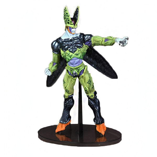 Une figurine de Cell, un personnage de Dragon Ball Z. Il est vert et noir, avec une grande tête et des ailes. Il est en train de se battre.,FI-1442652861
