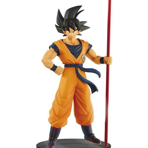 Une figurine de Son Goku, un personnage de la série animée Dragon Ball Z. Il est vêtu de son costume orange et bleu et tient un bâton à la main.,FI-3816790240