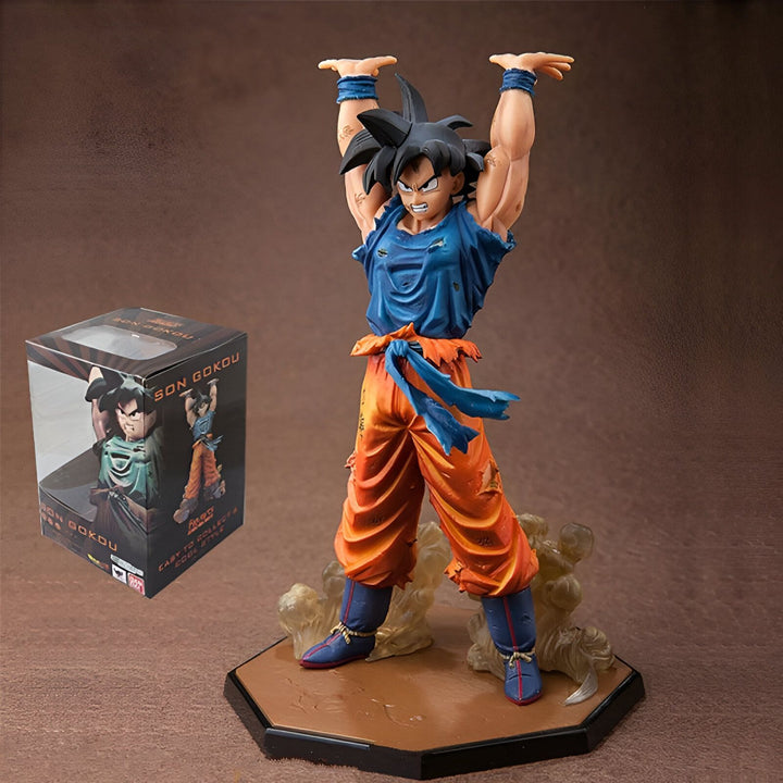Une figurine de Son Goku, un personnage de la série animée Dragon Ball Z. Il est représenté en train de se préparer à lancer une attaque.,FI-9354687512