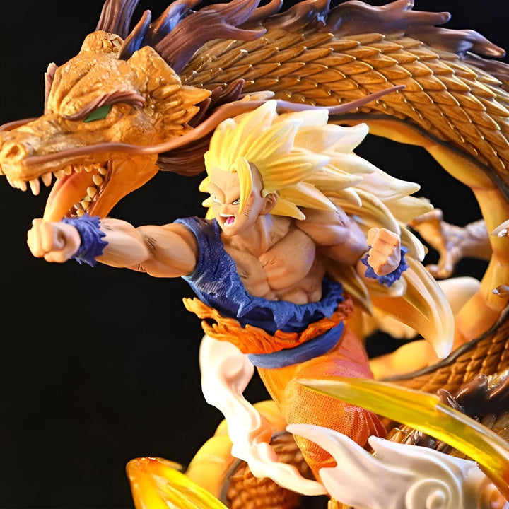 Une figurine de Son Goku, un personnage de Dragon Ball Z, en train de combattre un dragon.,FI-2625658126
