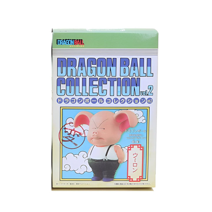 Une figurine de Oolong, un personnage de Dragon Ball, est représentée dans une boîte. La figurine est en plastique et mesure environ 10 cm de haut. Elle est peinte avec des couleurs vives et est très détaillée. La boîte est en carton et est illustrée avec des images de Oolong.,FI-3817736304