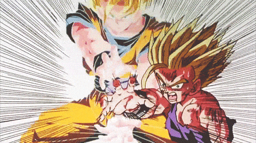 Une image de Son Goku et Vegeta, deux personnages de la série animée Dragon Ball Z. Goku est un Saiyan, une race extraterrestre guerrière, et Vegeta est le prince des Saiyans. Les deux personnages sont en train de se battre, et Goku est en train de donner un coup de poing à Vegeta.,FI-7285589152