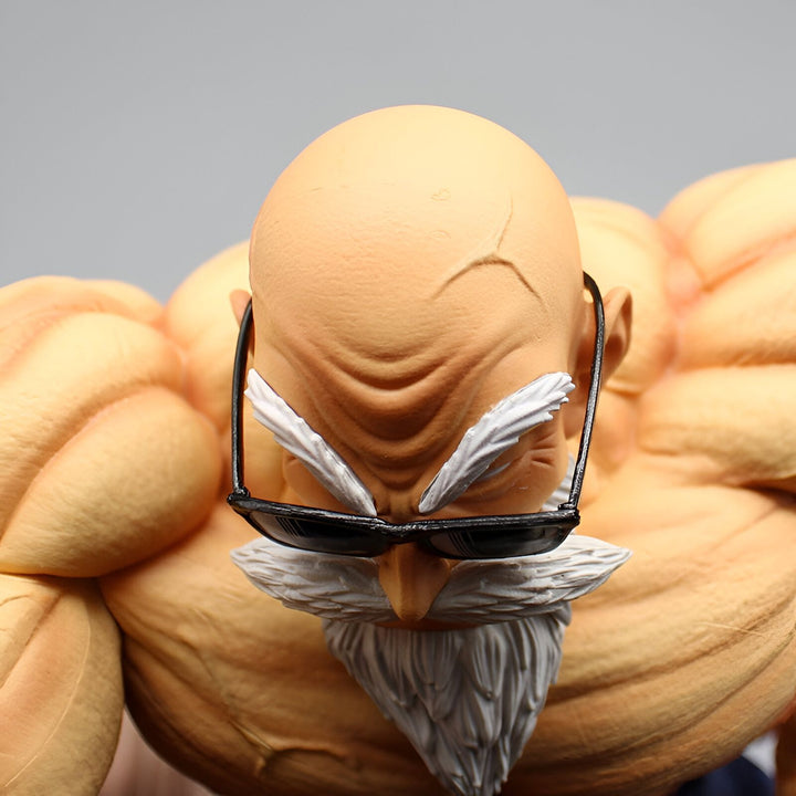 Une figurine en résine de Master Roshi, un personnage de Dragon Ball Z. Il est représenté avec ses lunettes de soleil et sa barbe blanche.,FI-2942176539