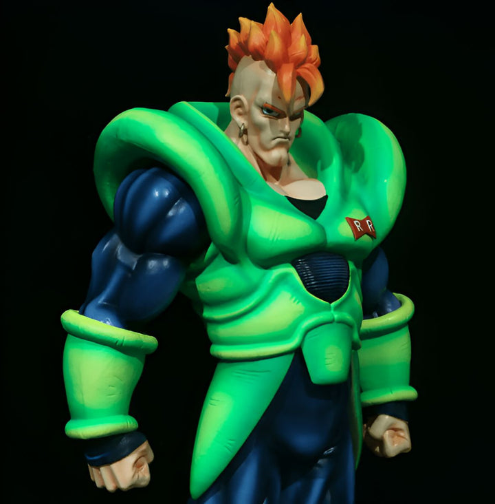 Une figurine d'Android 16, un personnage de Dragon Ball Z. Il est vêtu d'une armure verte et jaune et a les cheveux roux.,FI-2865343227